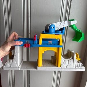Fisher-Price Blue and Yellow Little People Construction Crane Playset